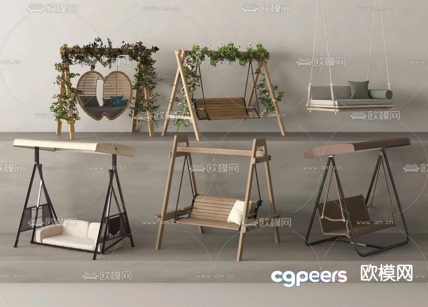 Outdoor swing chair courtyard swing 3d model
