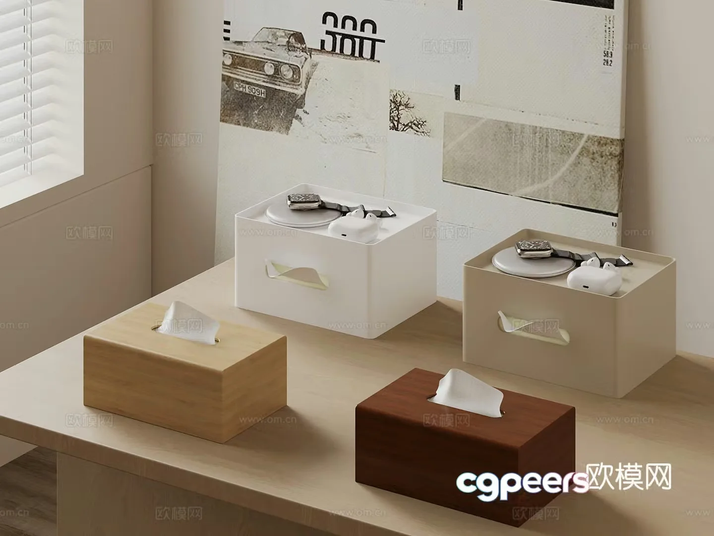 Modern paper drawing carton watch 3d model