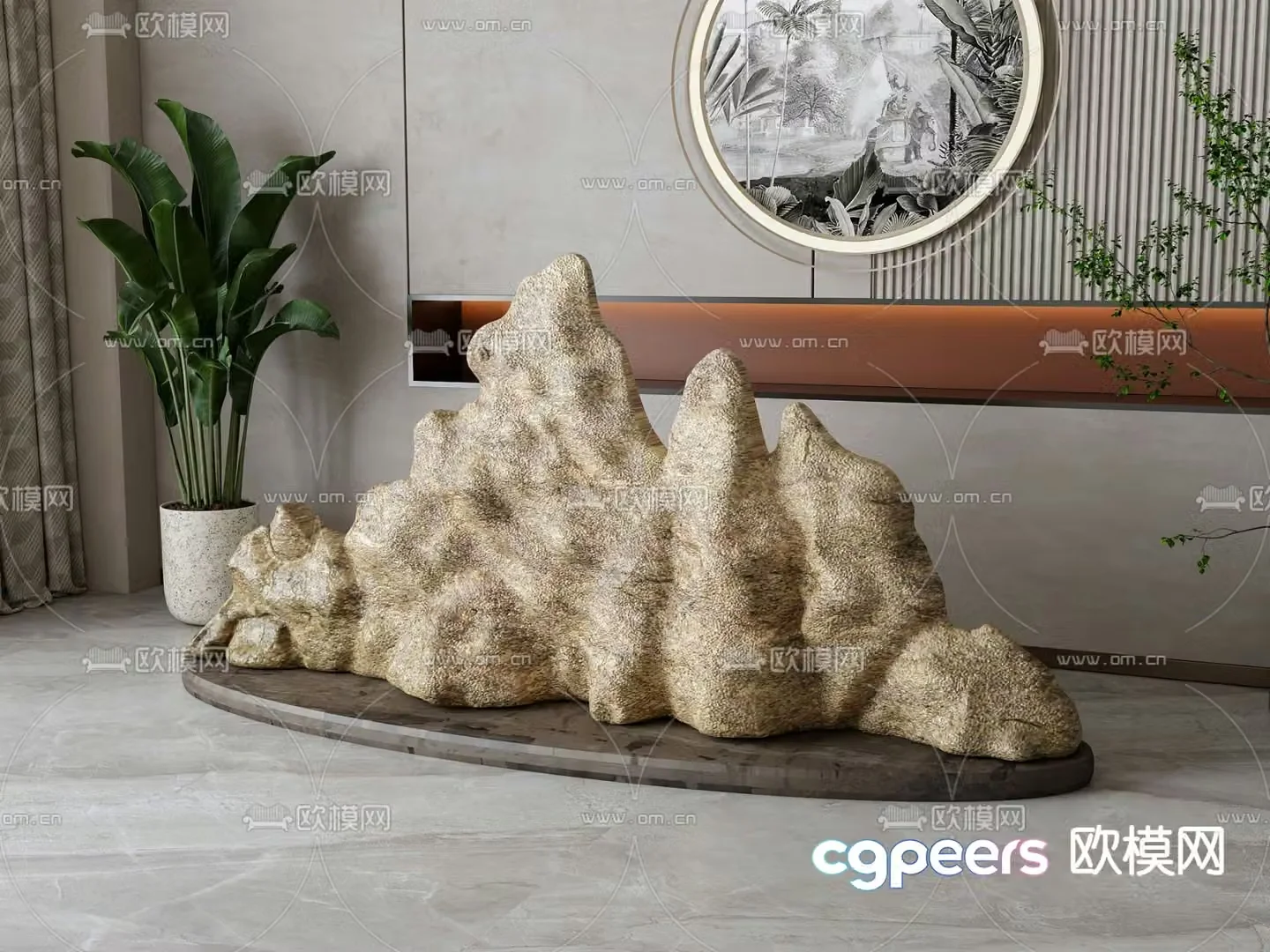 New Chinese style stone rockery sketch 3D model