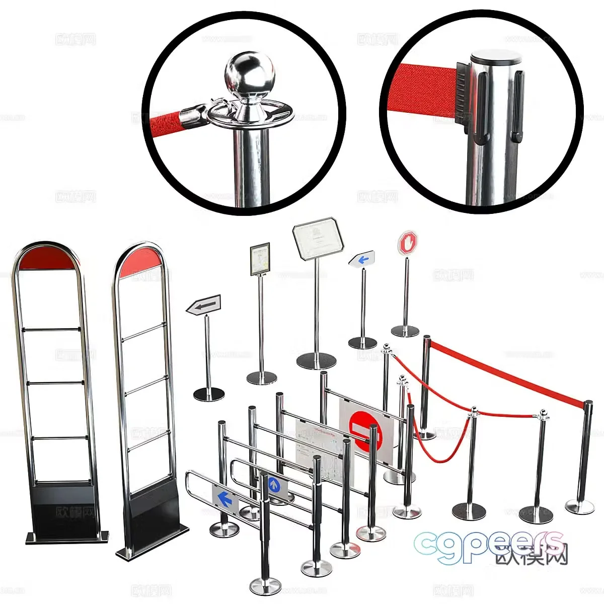 Entrance system rotary gate fence obstacle fence 3d model