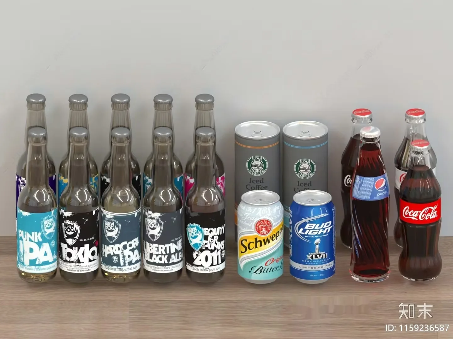 Various Beverage Cans And Bottles 3D Model – 11849 – VRAY Render
