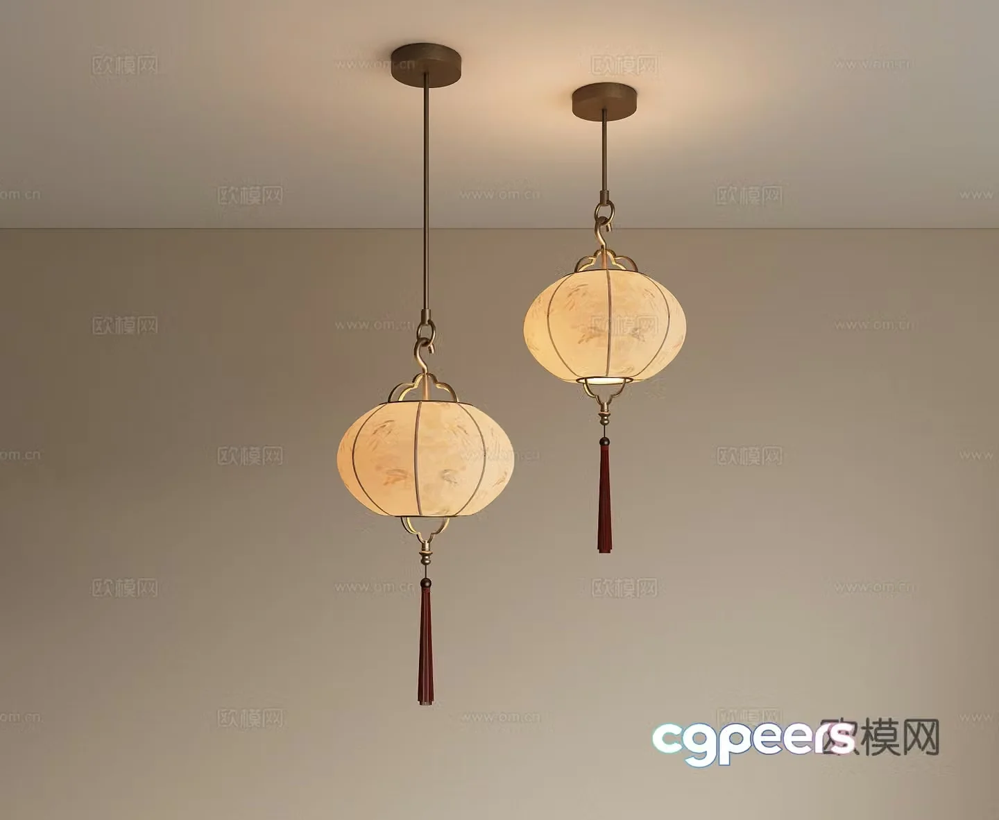 New Chinese style flower and bird lantern Zen chandelier Restaurant chandelier Chandelier combination Bedside chandelier 3D model