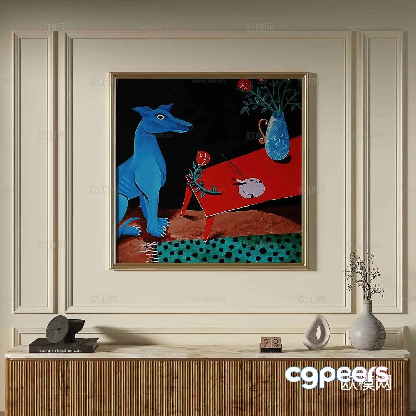 French abstract painting decorative painting 3d model