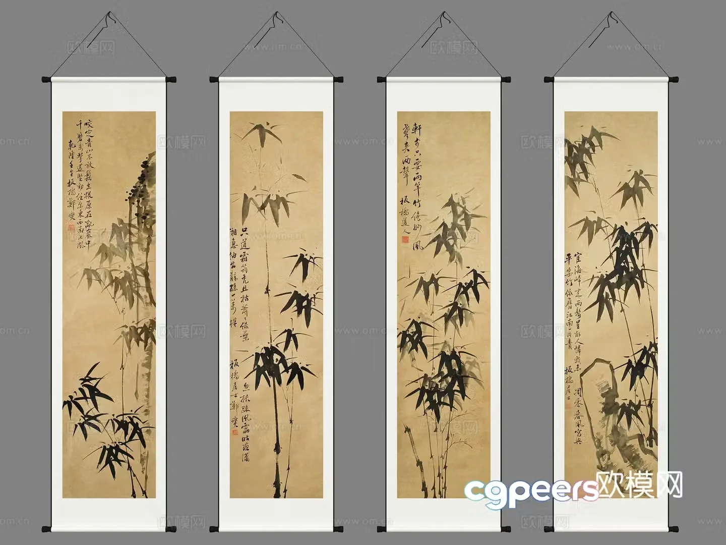 New Chinese style scroll calligraphy painting calligraphy and painting brush calligraphy and calligraphy 3D model