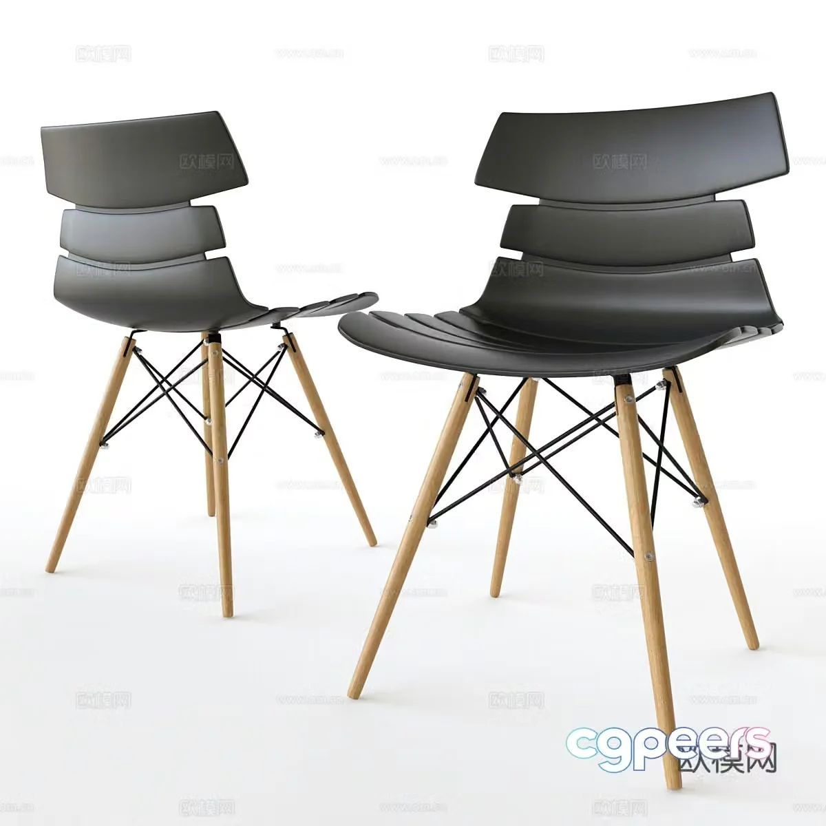 Modern single chair casual chair dining chair 3d model