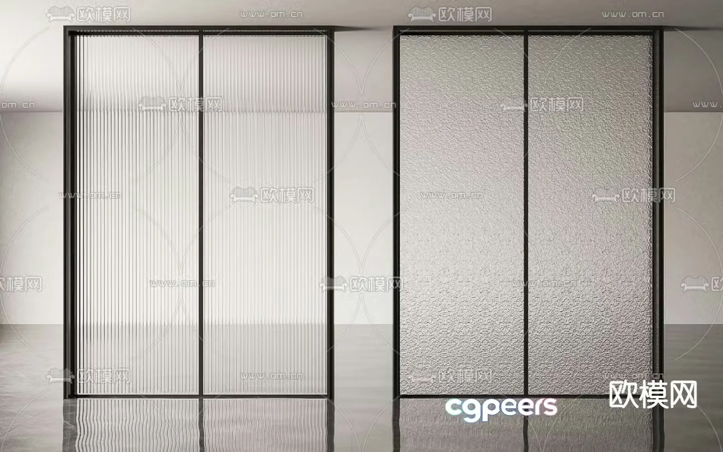 Glass sliding door kitchen and bathroom door 3D model