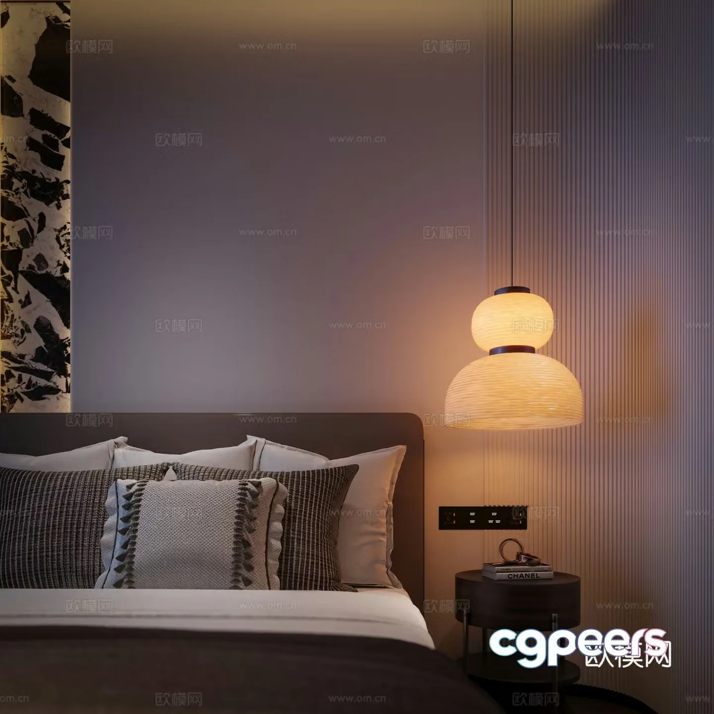 Modern bedside chandelier 3d model