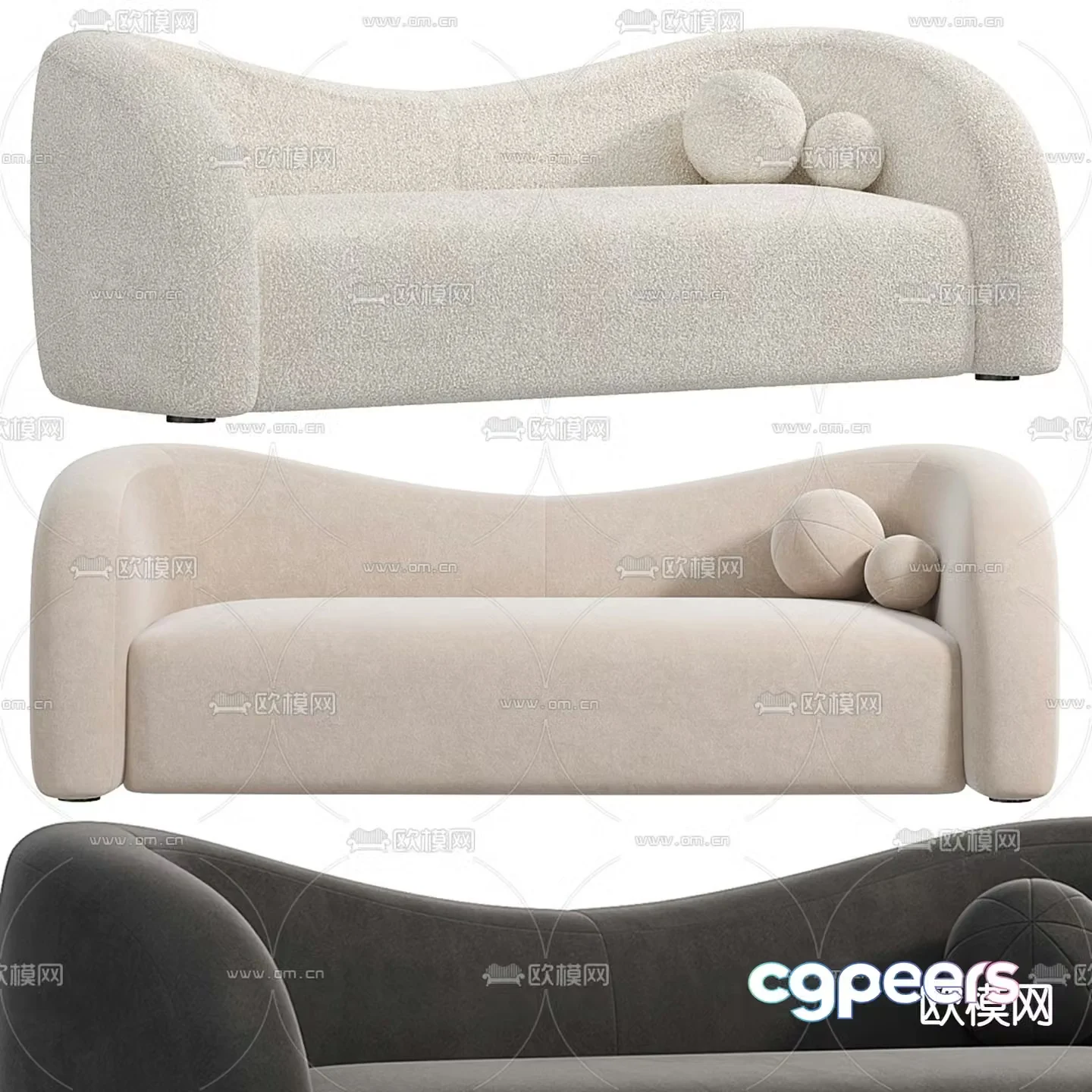 Double sofa upholstered sofa 3d model