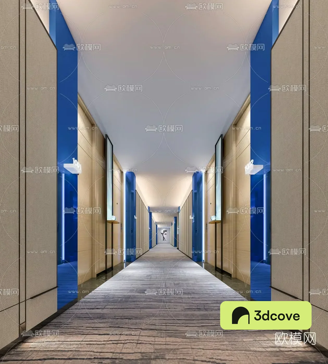 Modern hotel corridor aisle