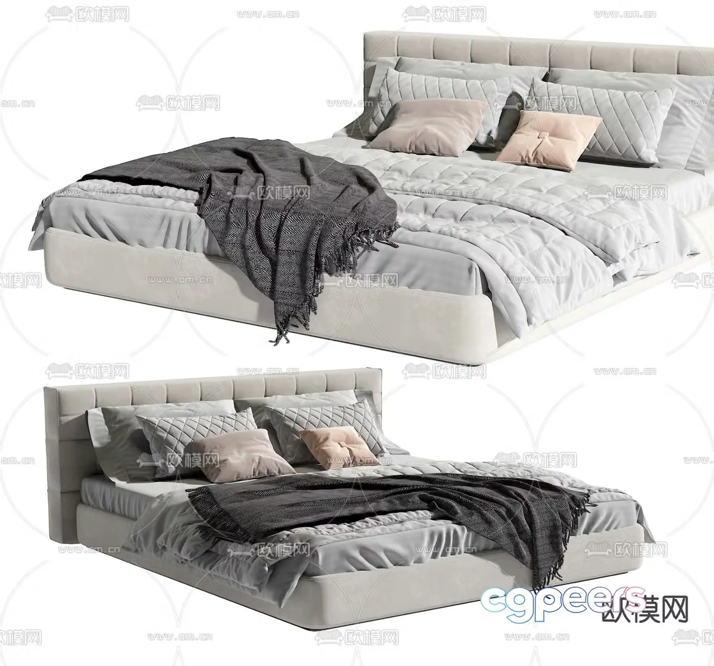 Modern double bed 3d model