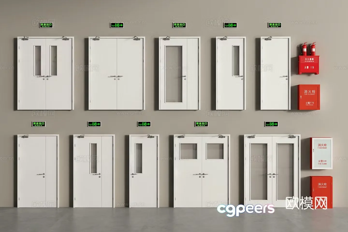 Modern fire door Fire door Fire double-open door Fire door Mother and child door Single-open door Fire hydrant 3D model