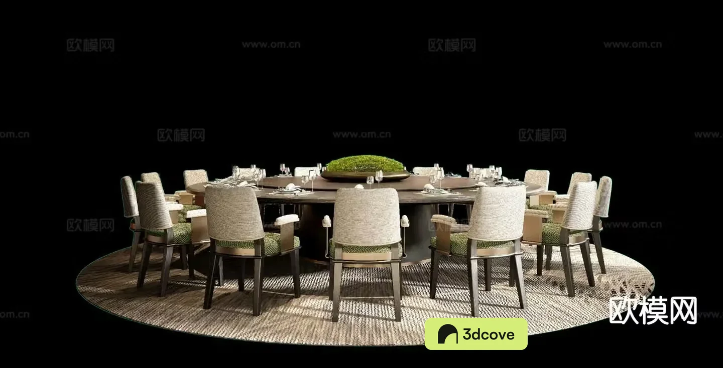 Modern dining table and chairs round table