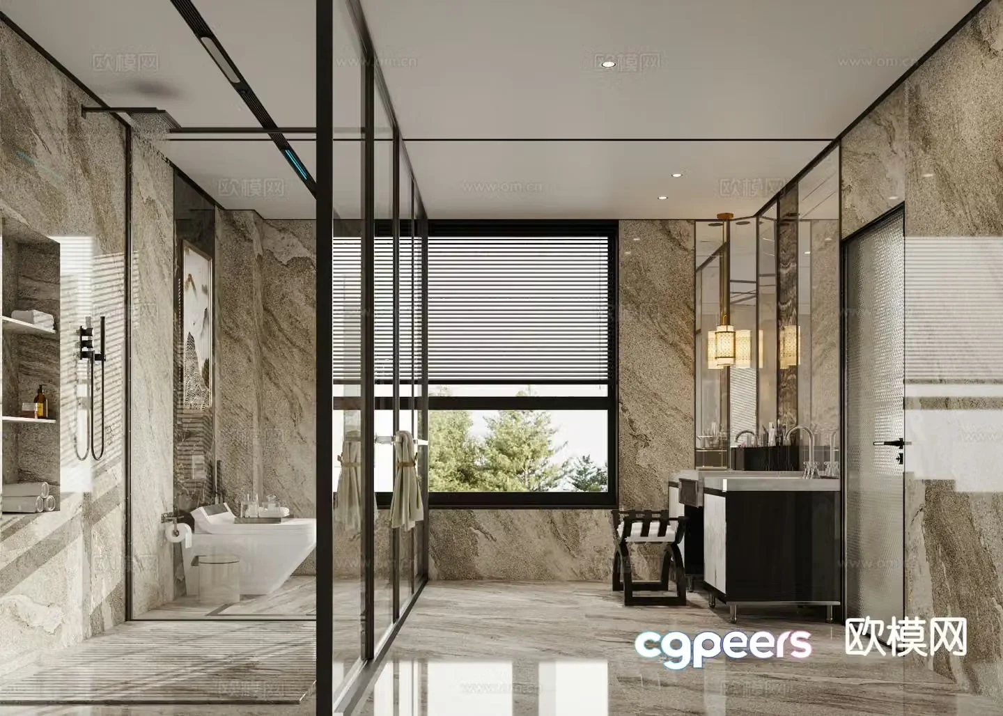 Light luxury bathroom bathroom 3d model
