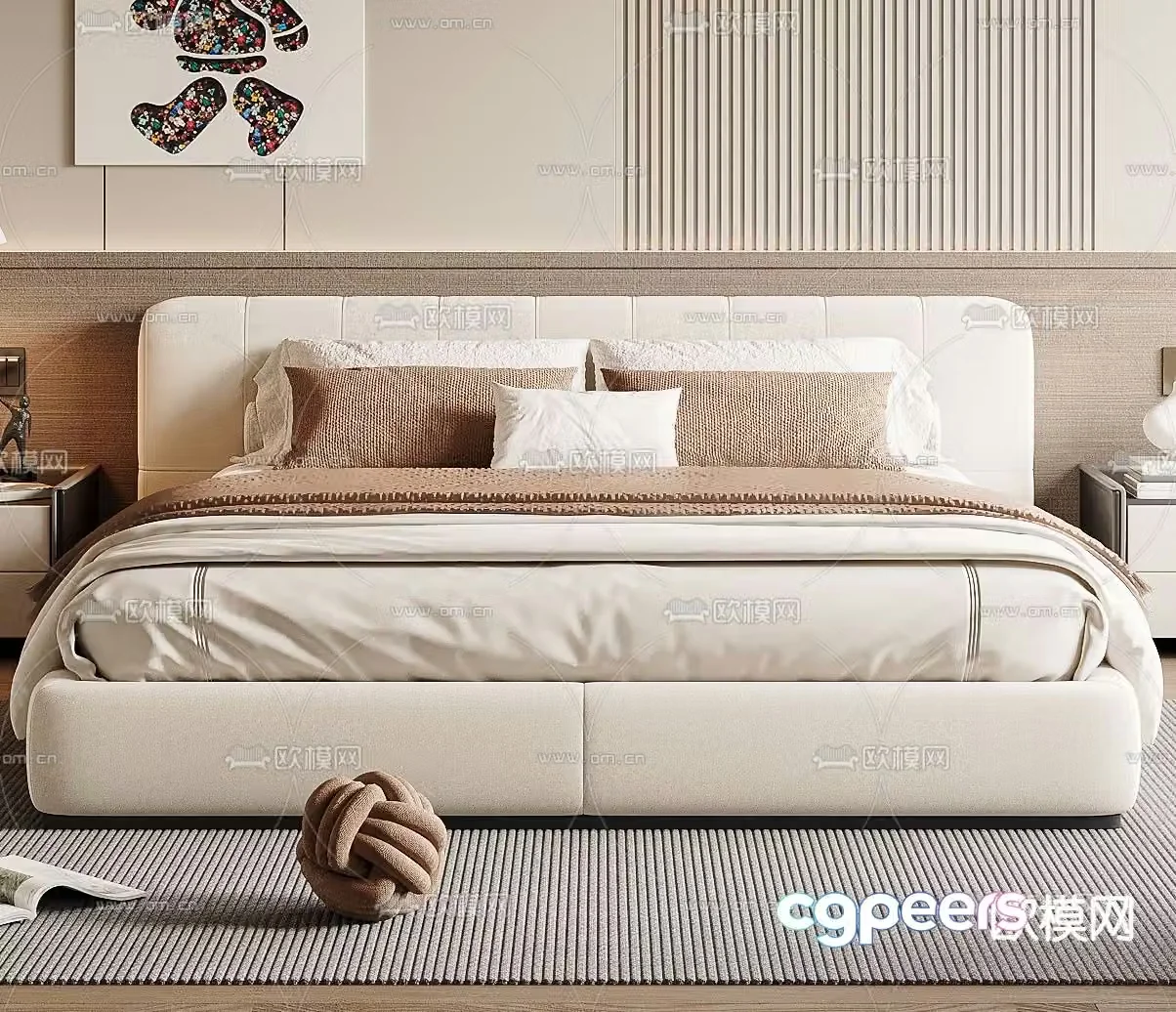 Modern double bed 3d model
