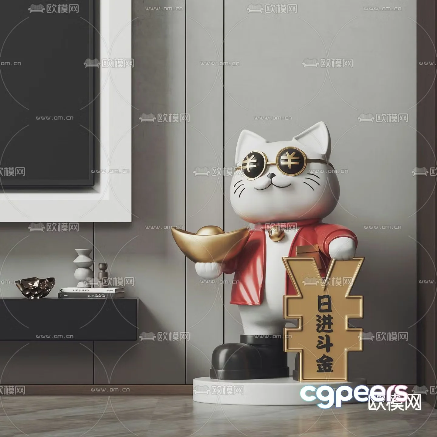 Fortune Cat Ornaments Trendy Toy Sculpture 3D Model