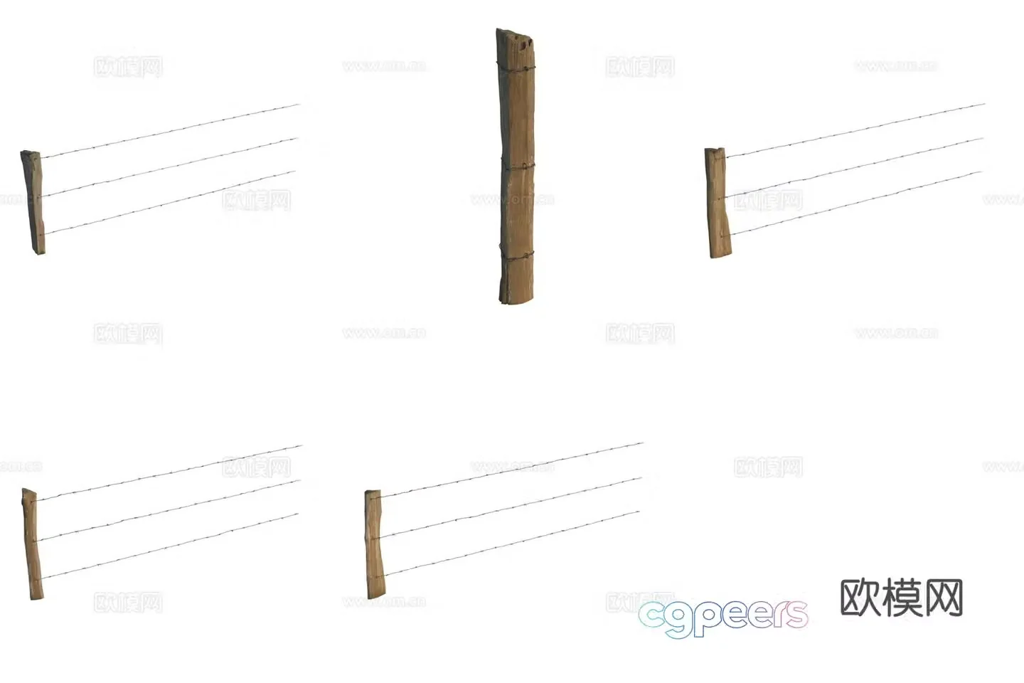 Wire fence guardrail fence 3d model