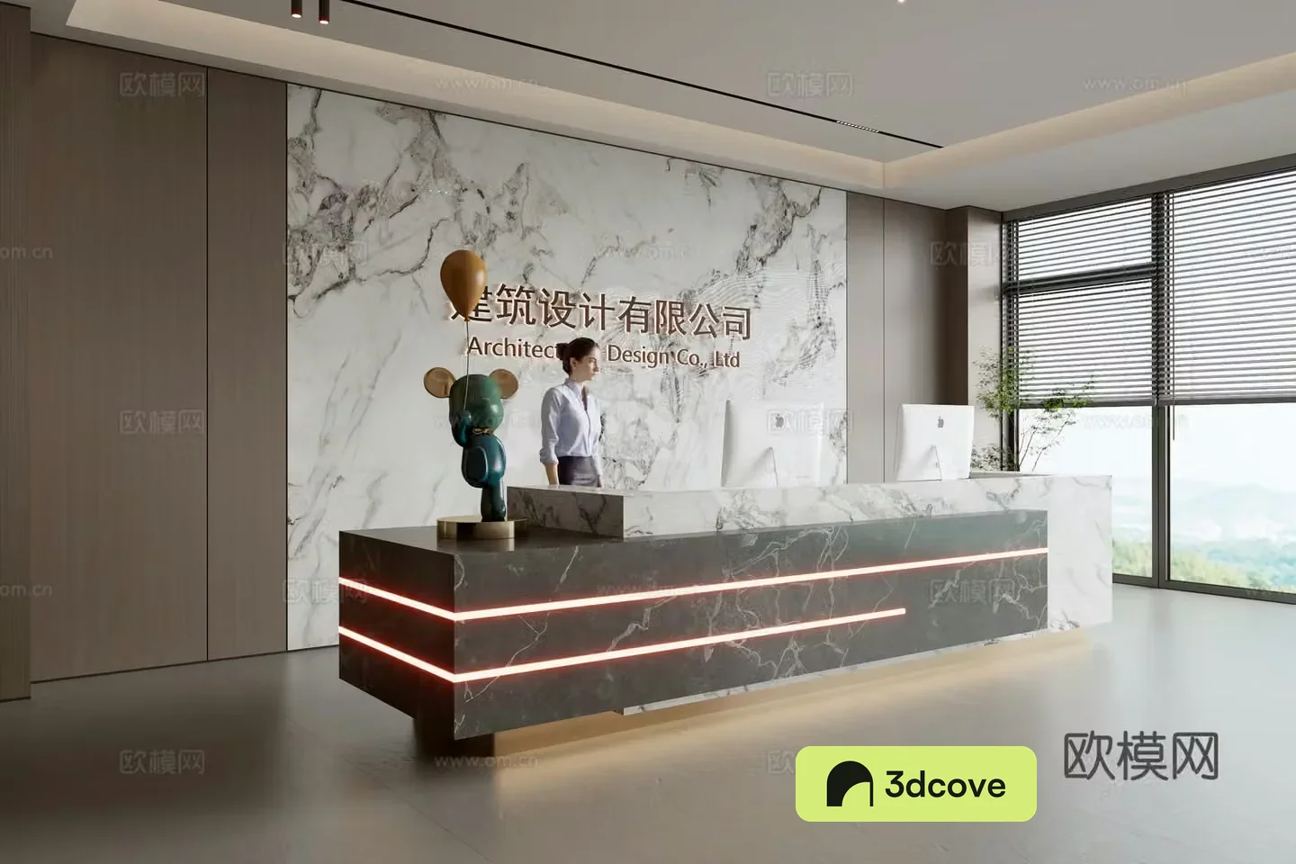 Modern company front desk reception area bar reception desk service desk company front desk background