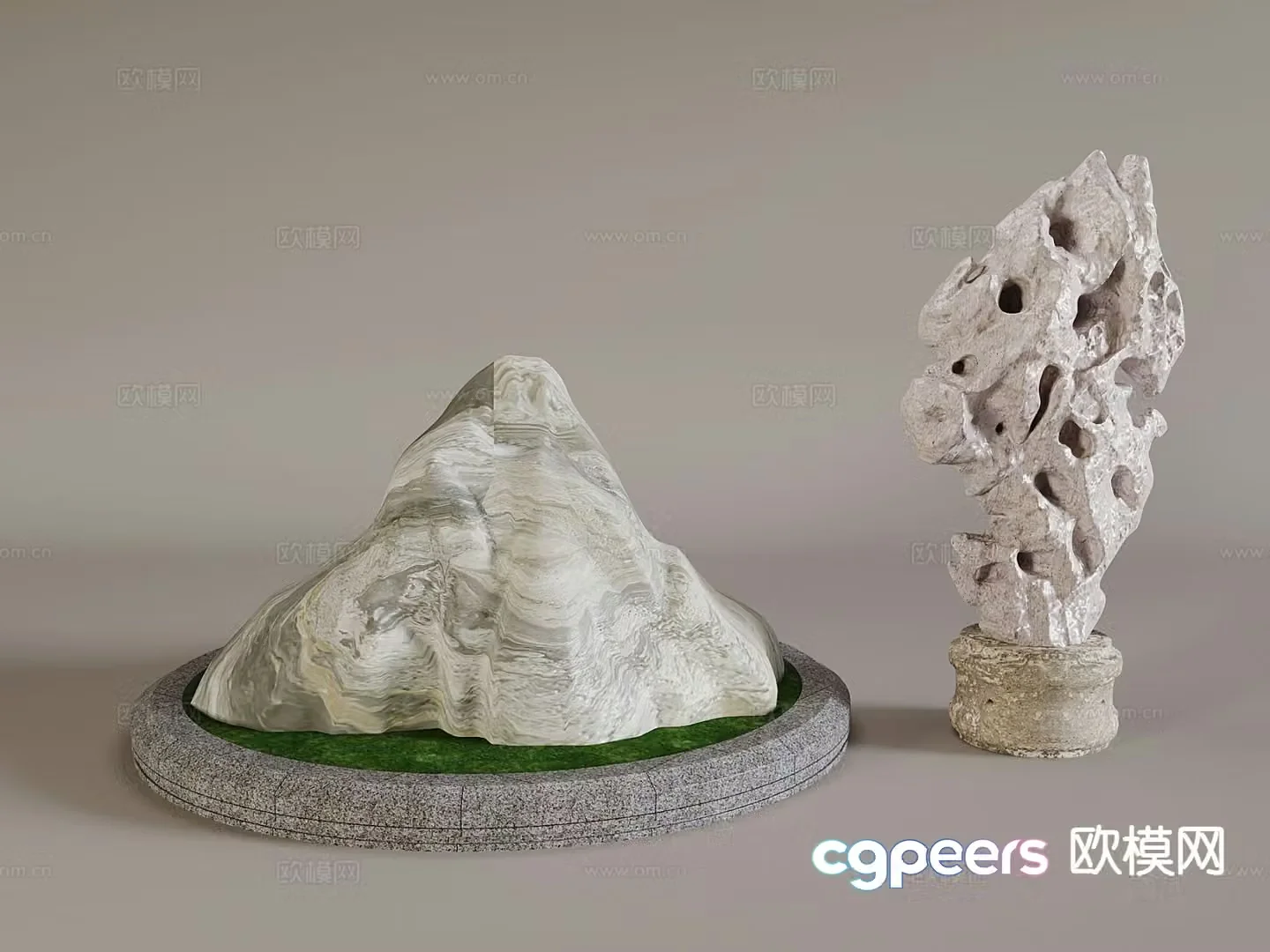 New Chinese style Taihu stone landscape stone ceramic rockery 3D model