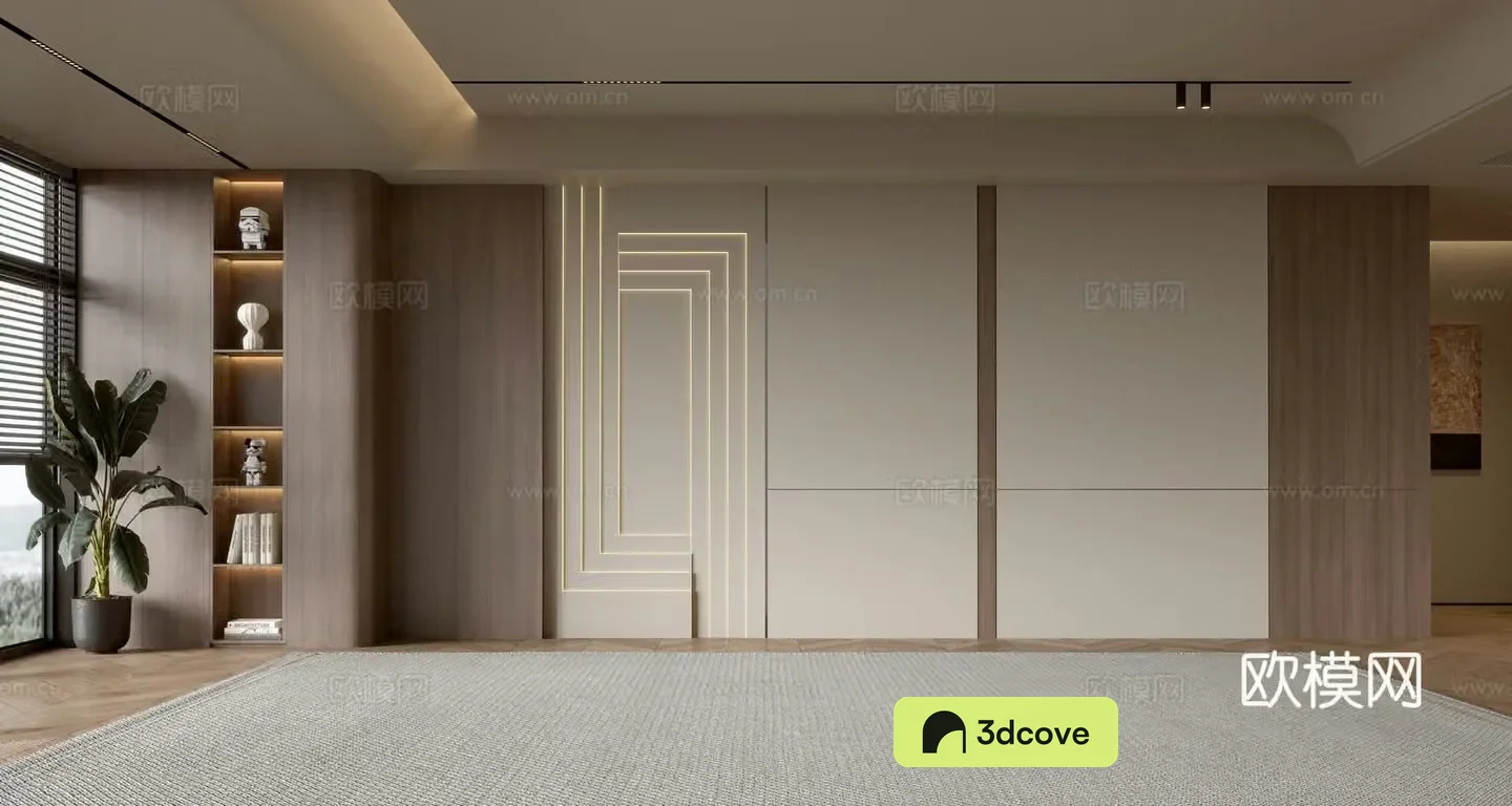 Medium style sofa background wall 3d model