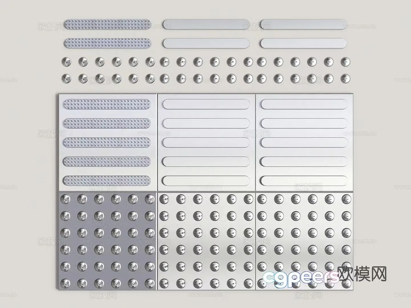 Stainless steel blind path Municipal sidewalk Airport blind path Municipal blind path Blind path 300 stainless 3D model