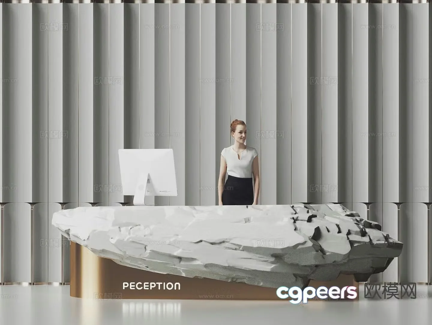 Modern company front desk bar service desk reception desk 3d model