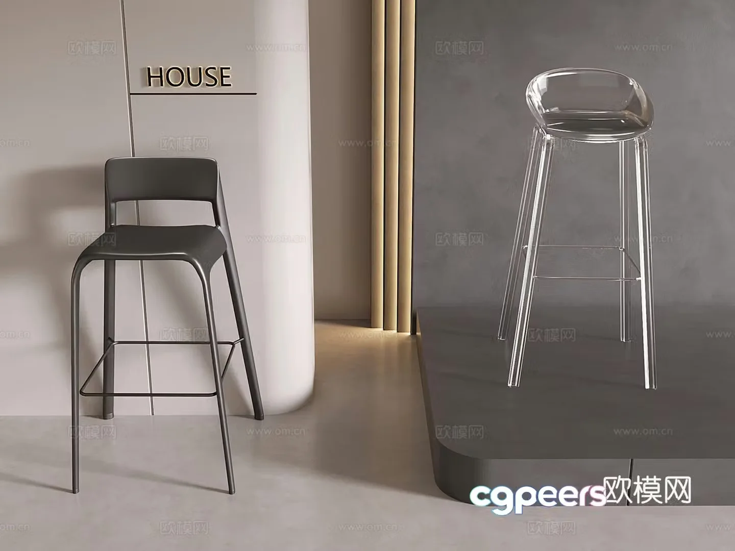 Modern bar chair bar stool acrylic bar stool 3d model