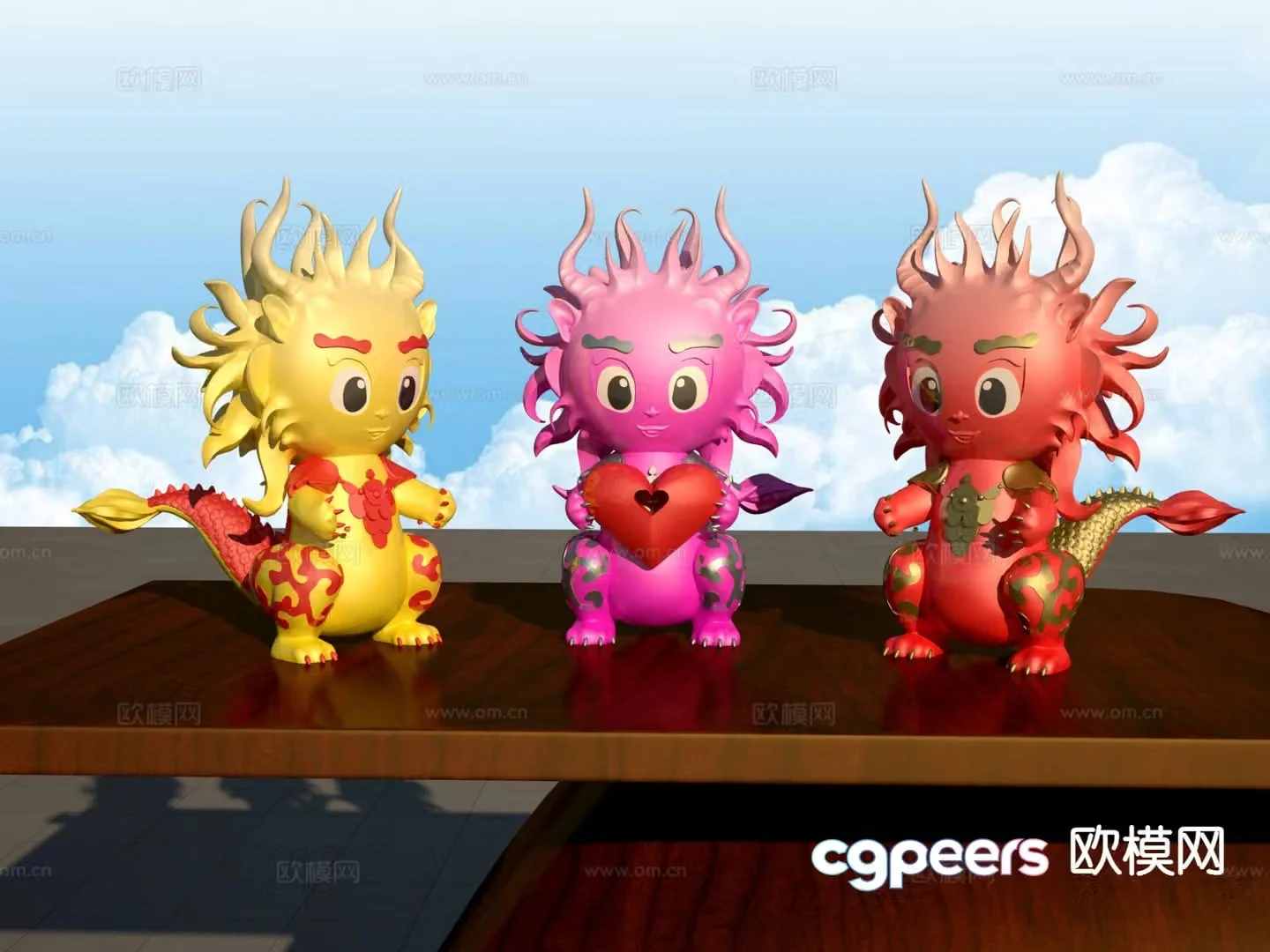 Little Dragon Fashionable Toy Sculpture Doll Cartoon Ornament 3D Model