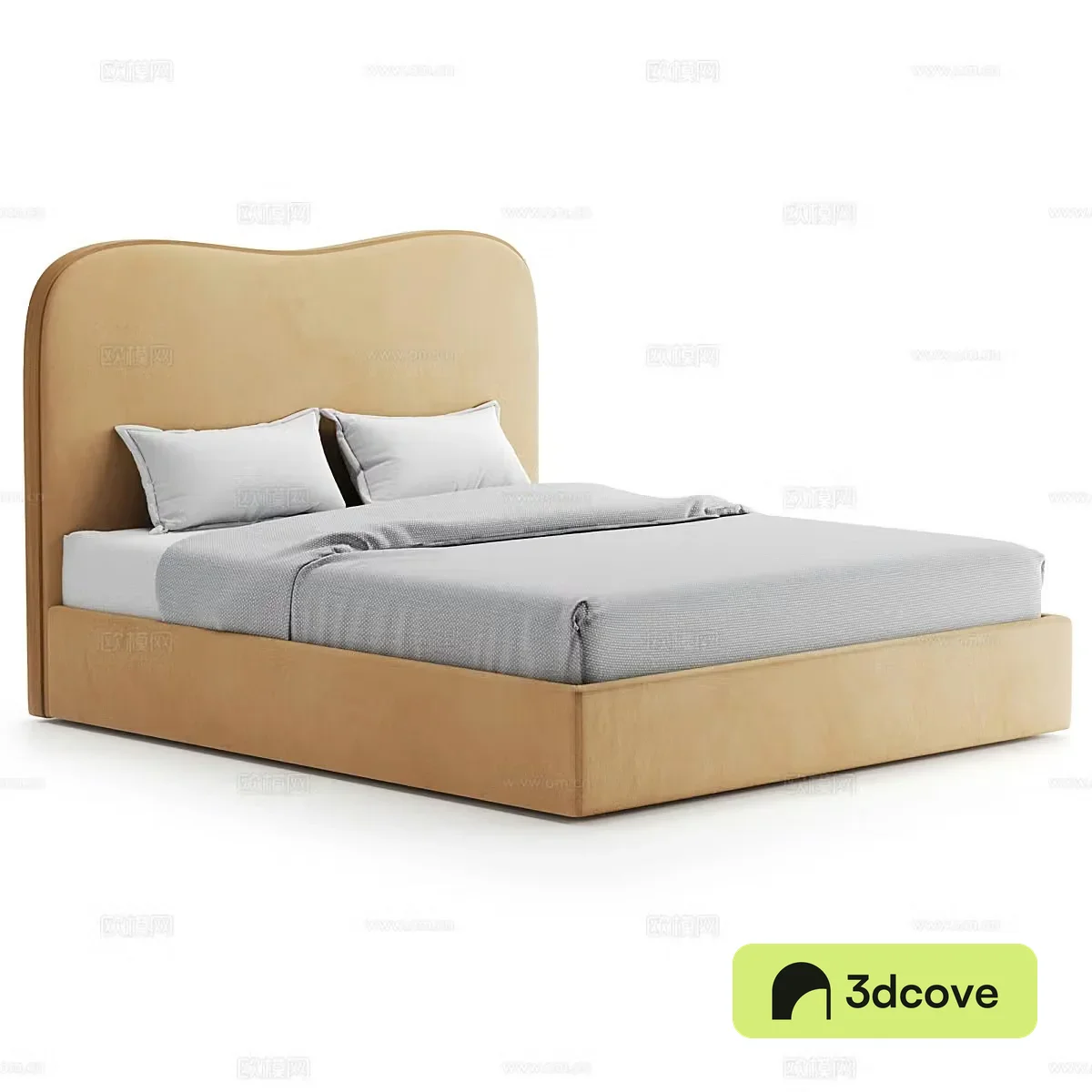 Modern simple double bed Simple bed Bedroom bed Pillow Simple bed