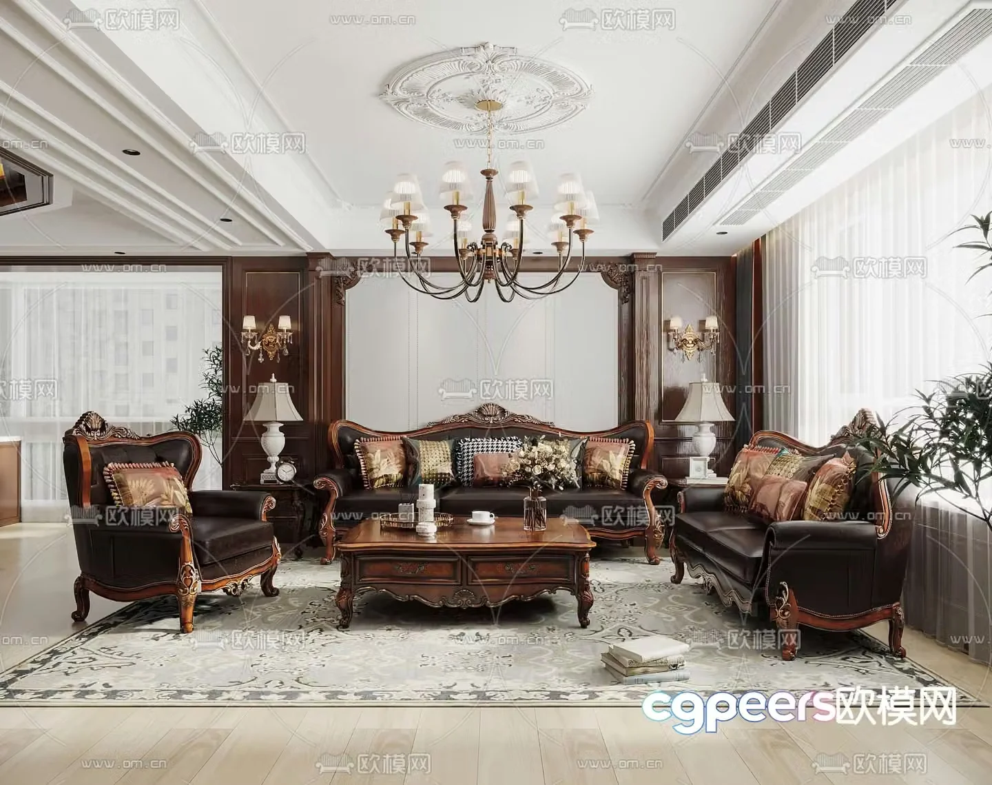 American living room 3d model