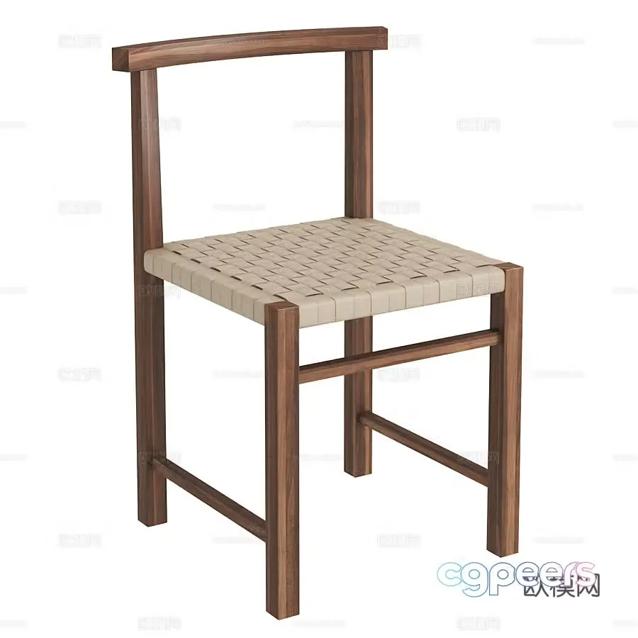 New Chinese dining chair single chair 3d model