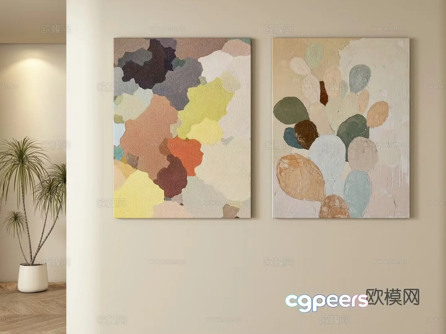 Modern abstract decorative painting hanging painting 3d model