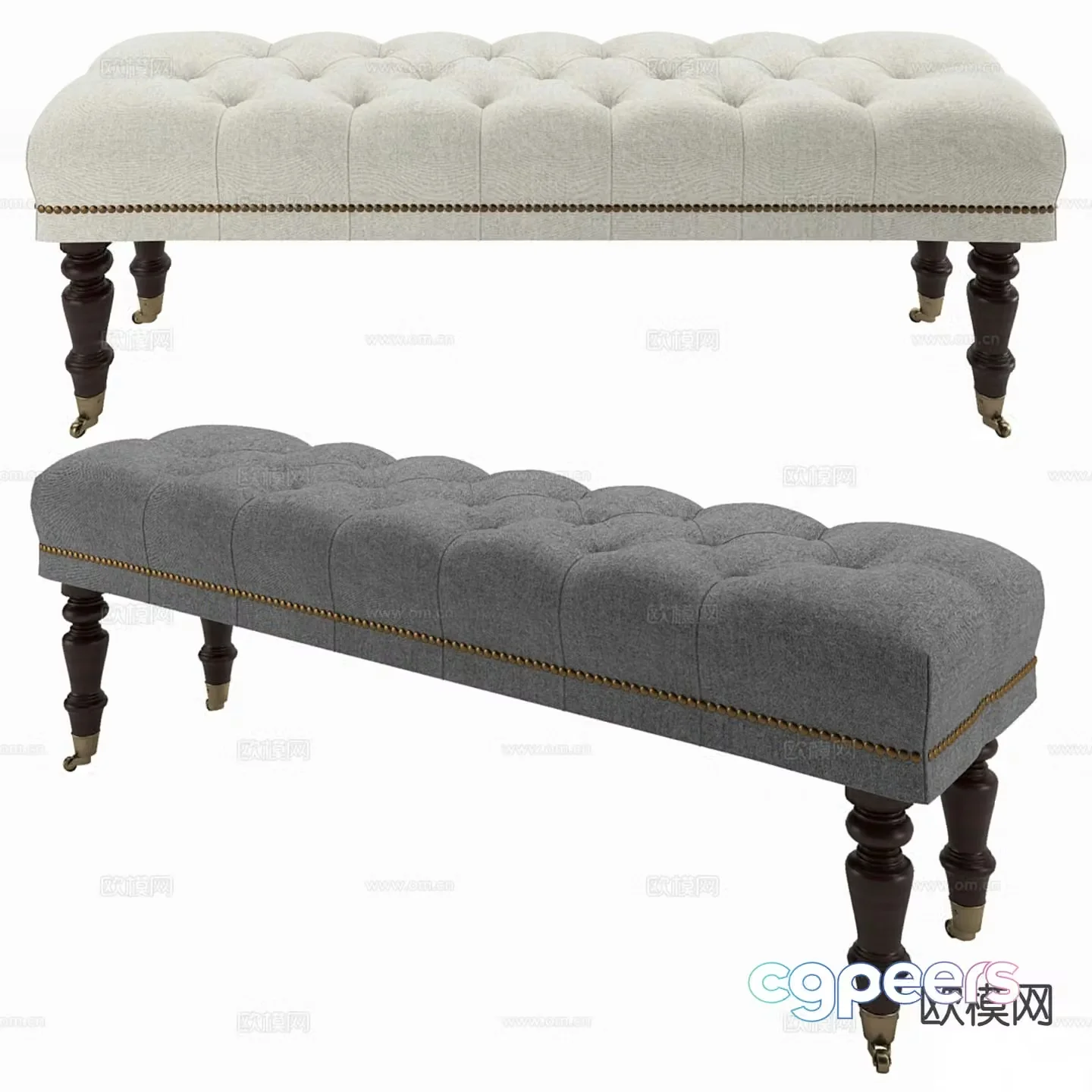 Jianou footrest bed end stool 3d model