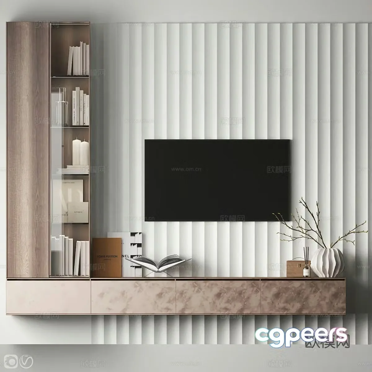 3d model of TV background wall