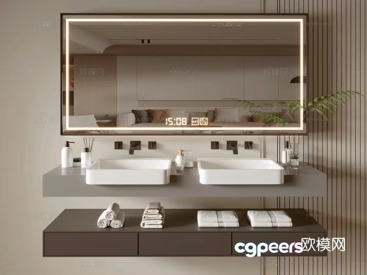 Modern bathroom cabinet bathroom basin bathroom ornaments mirror cabinet sink 3d model