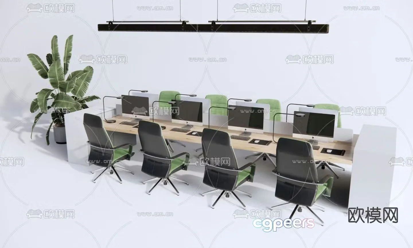 Modern office desk and chair 3d model
