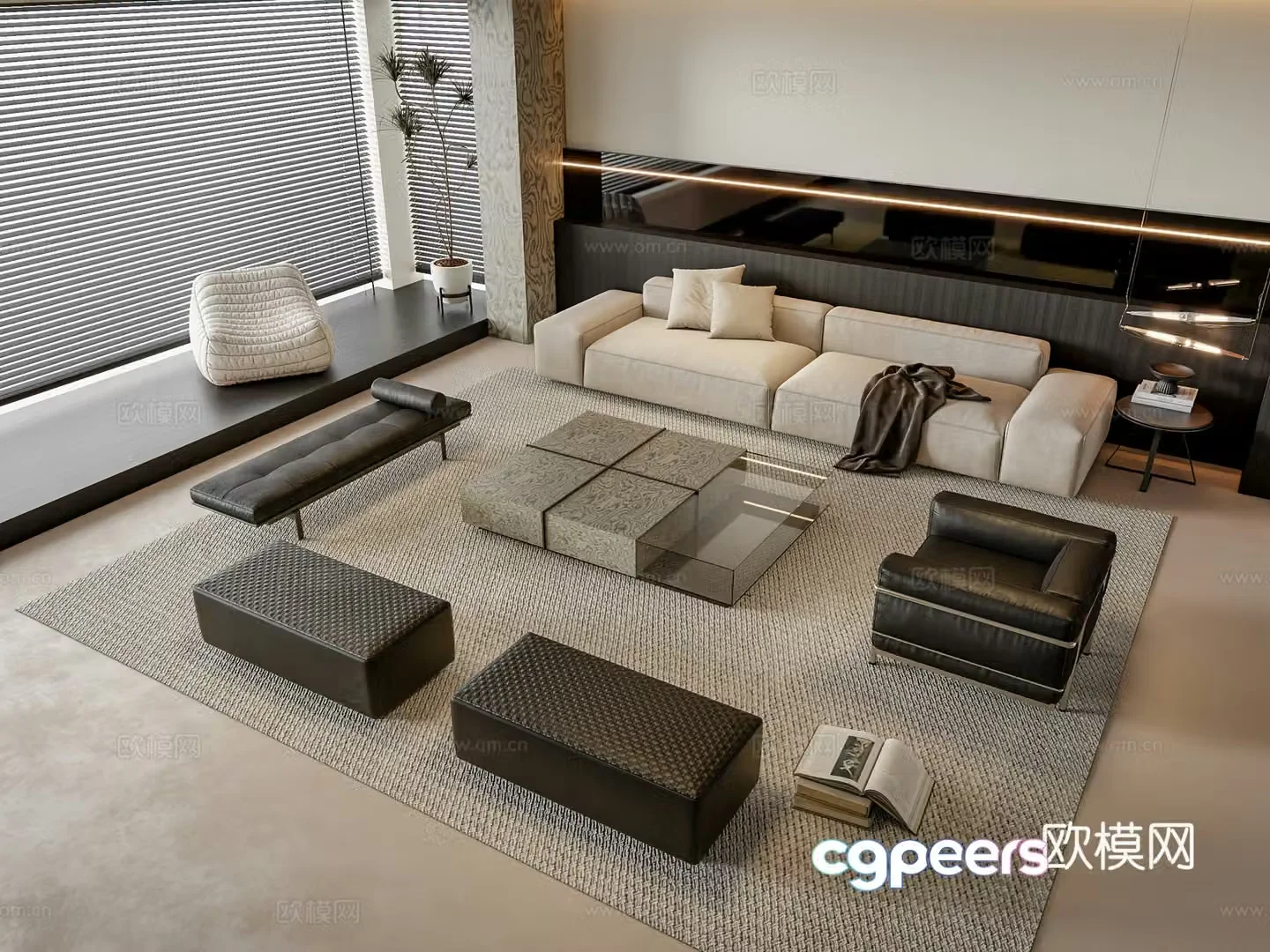Modern sectional sofa 3d model
