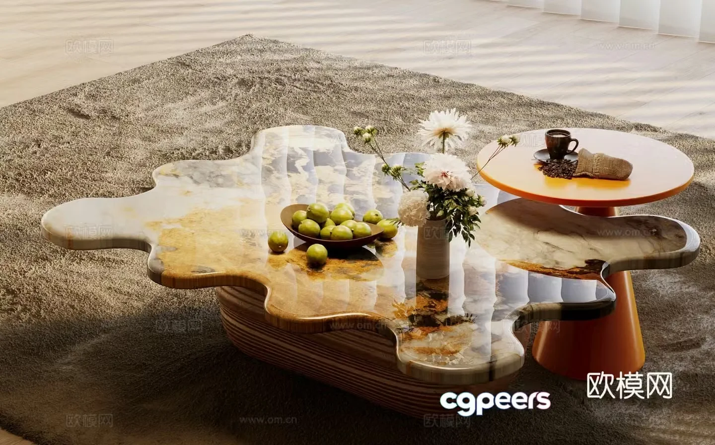 Light luxury coffee table mother-in-law coffee table 3d model