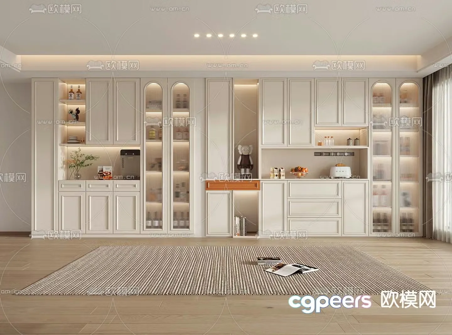 French wine cabinet sideboard 3d model