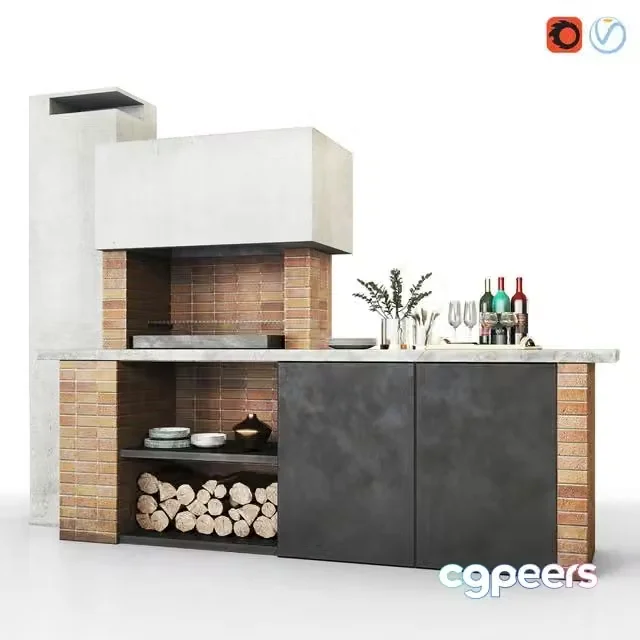3ds Max Free – Barbecue with wine