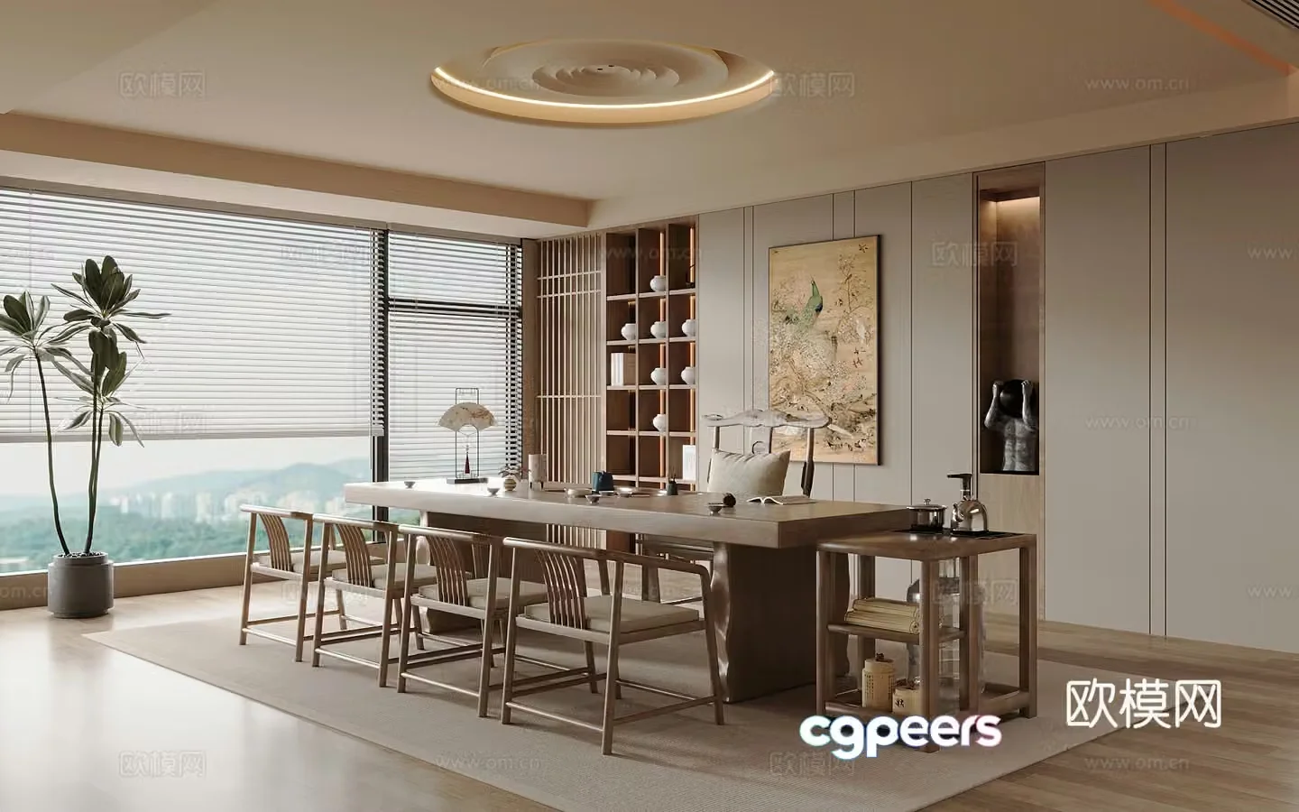 Tea room New Chinese style tea room Tea table and chair 3D model