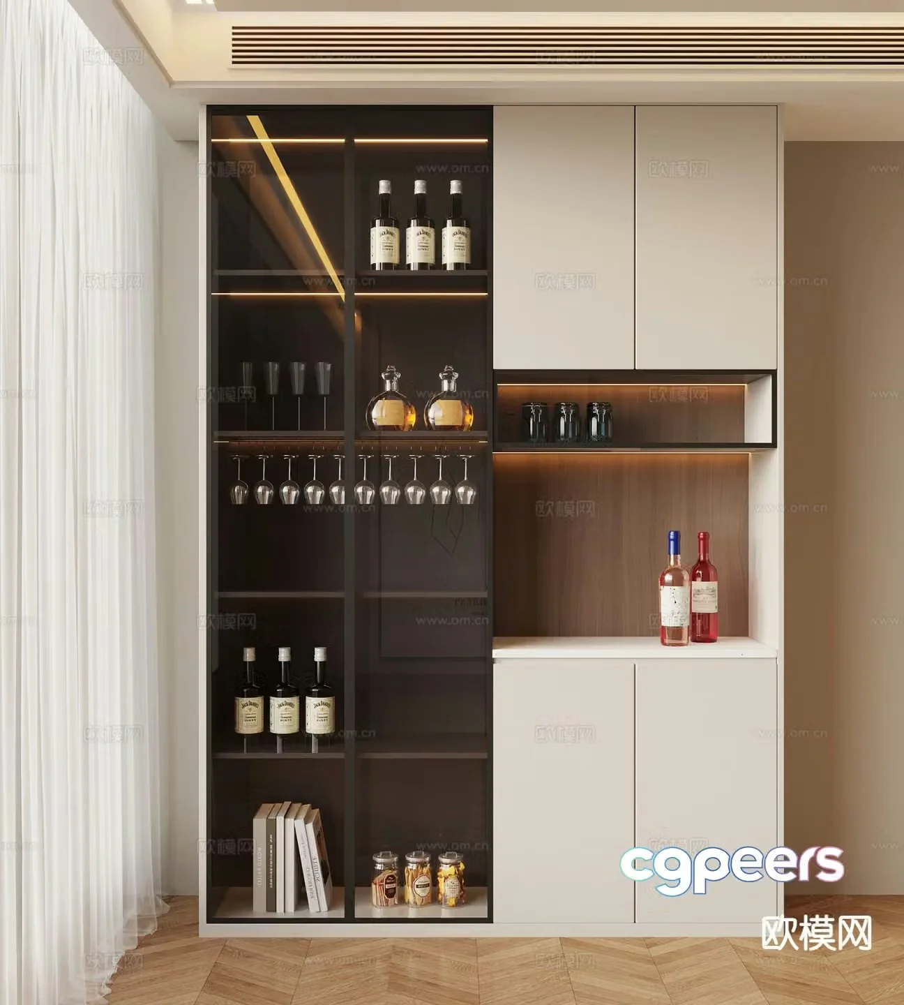 Modern wine cabinet sideboard 3d model