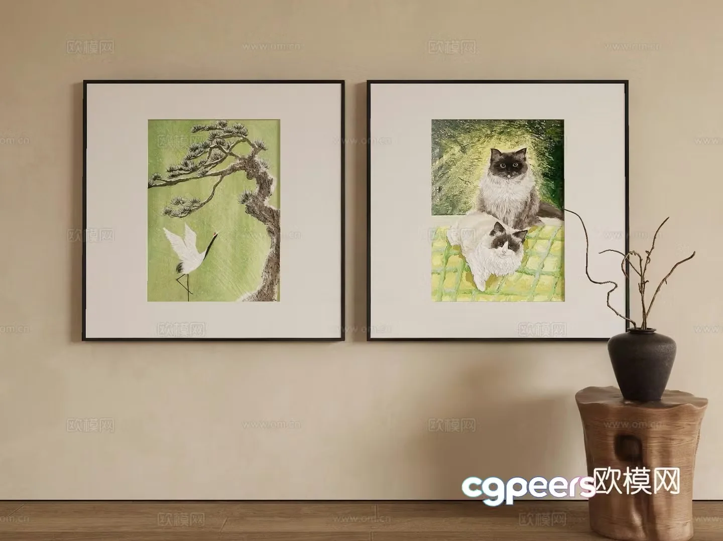 Modern animal painting decorative painting 3d model