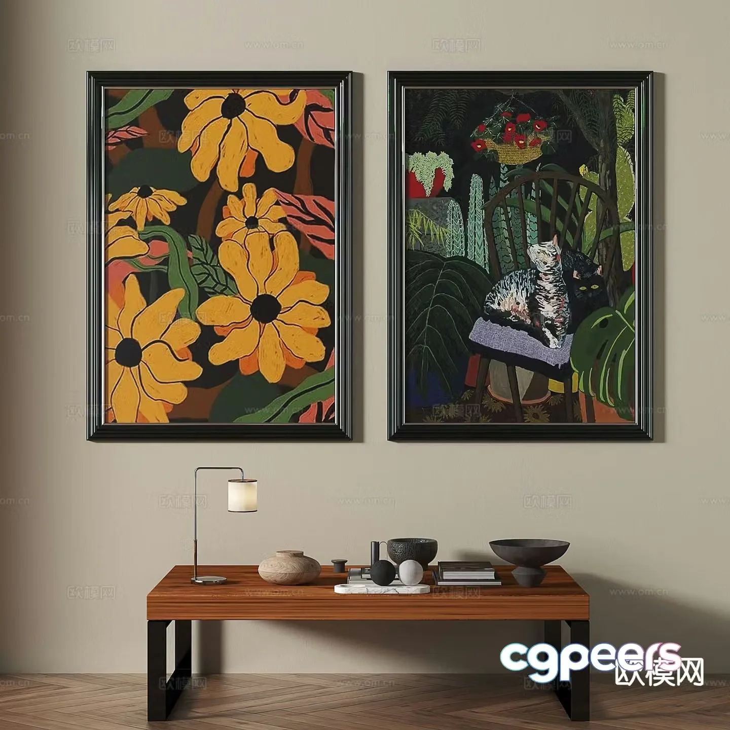 French retro painting flower oil painting decorative painting 3d model
