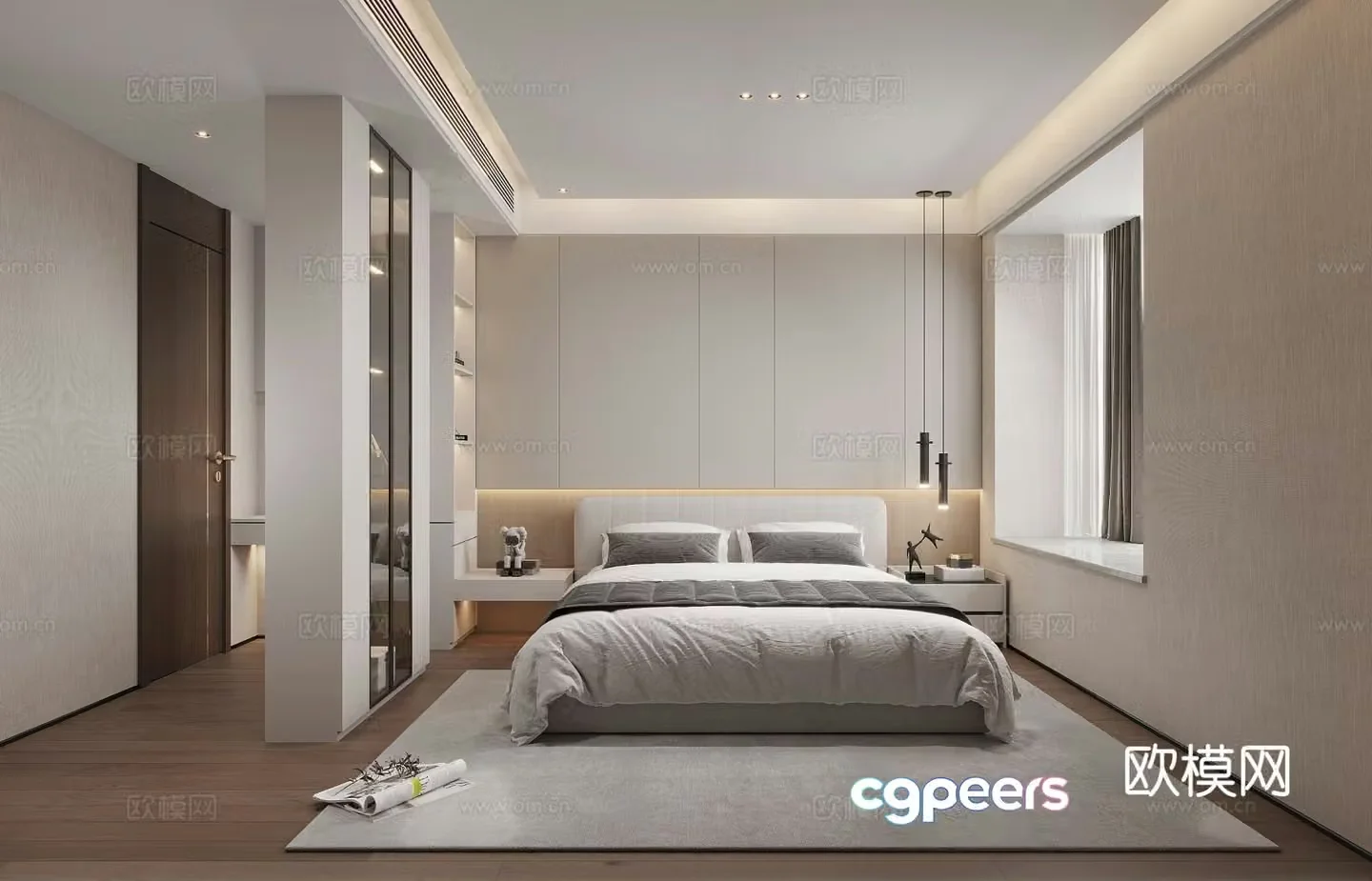 Modern minimalist bedroom master bedroom 3d model