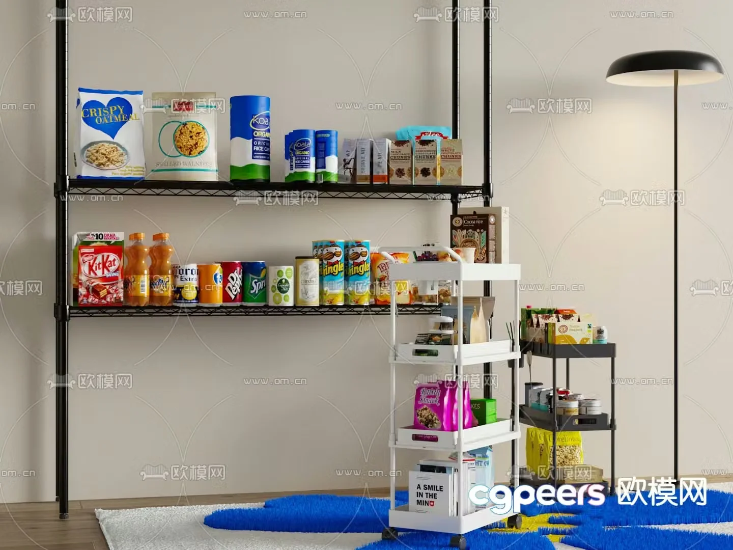 Modern snack cabinet rack trolley cabinet rack 3d model