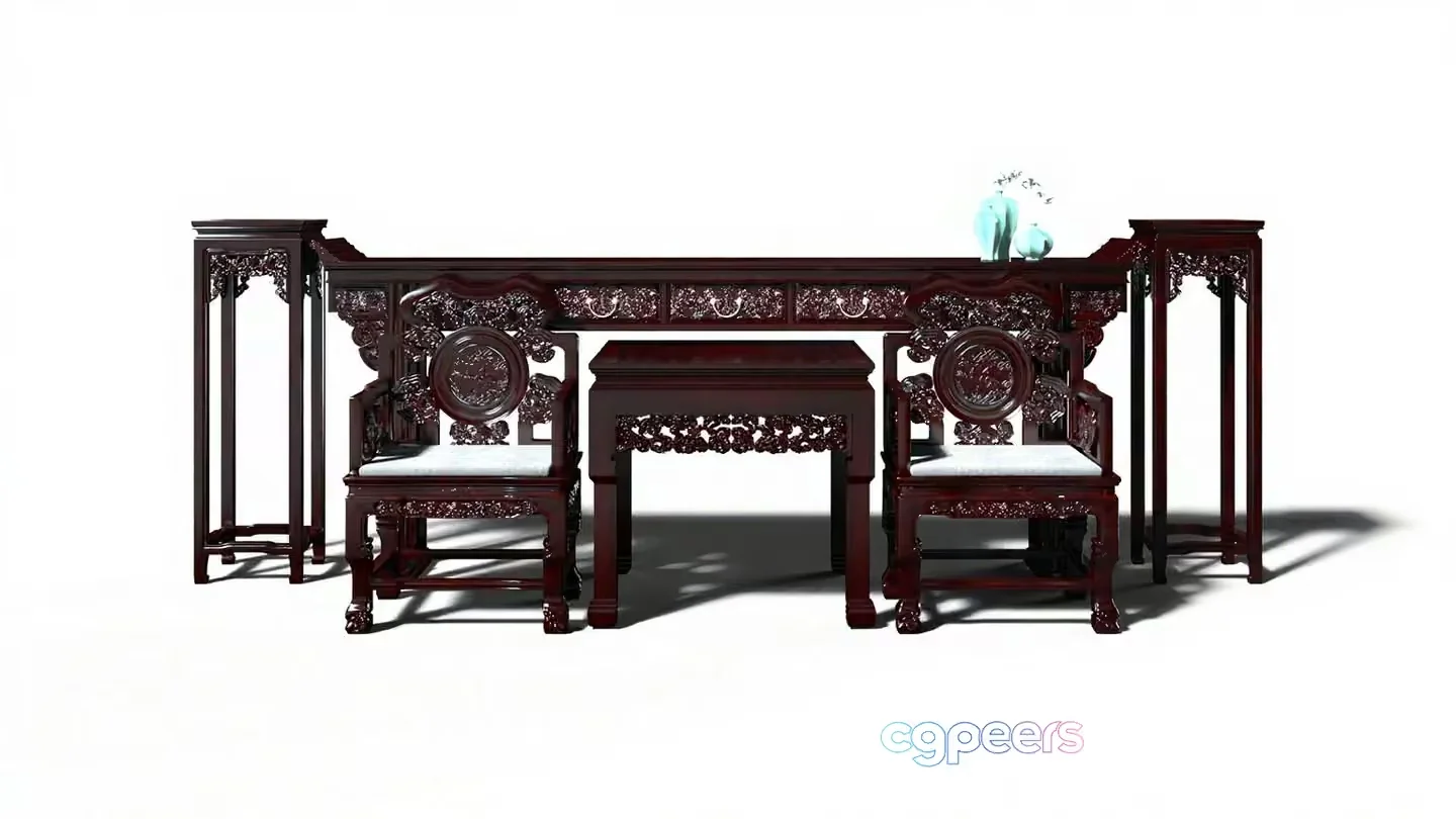 Traditional Chinese Furniture 3D Model – 12537 – VRAY Render