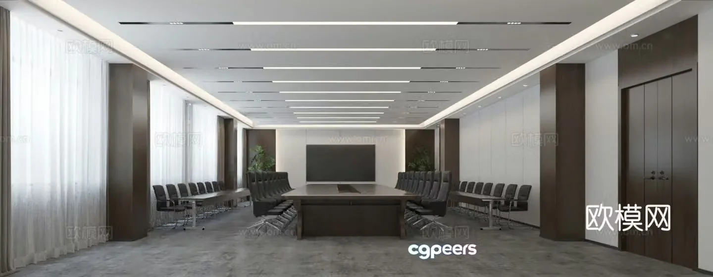 Modern large and small conference room 3d model
