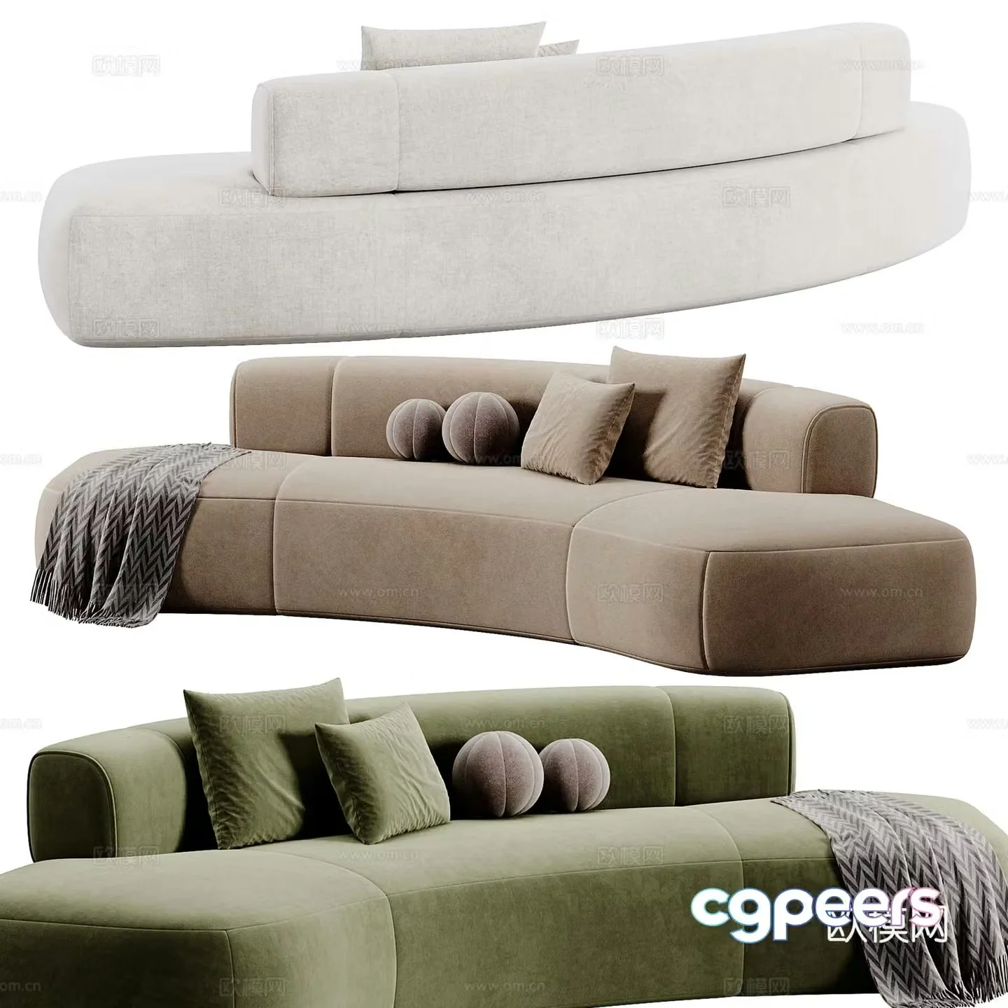 Modern fabric special-shaped sofa 3D model