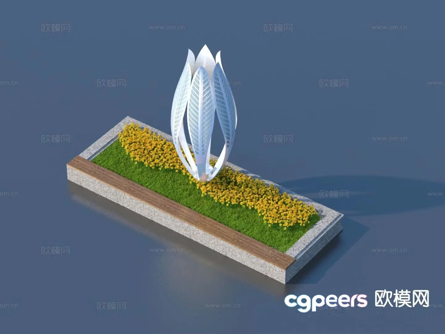 Flower pond landscape sketch 3D model