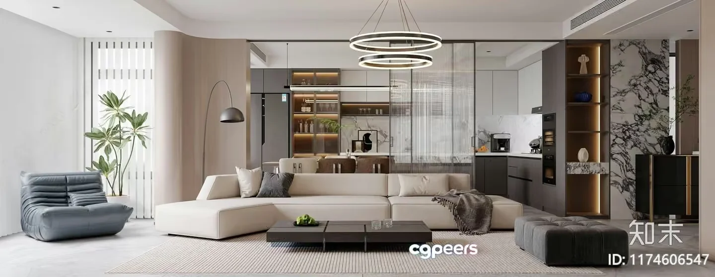 Modern Living Room 3D Model – 17417 – VRAY Render